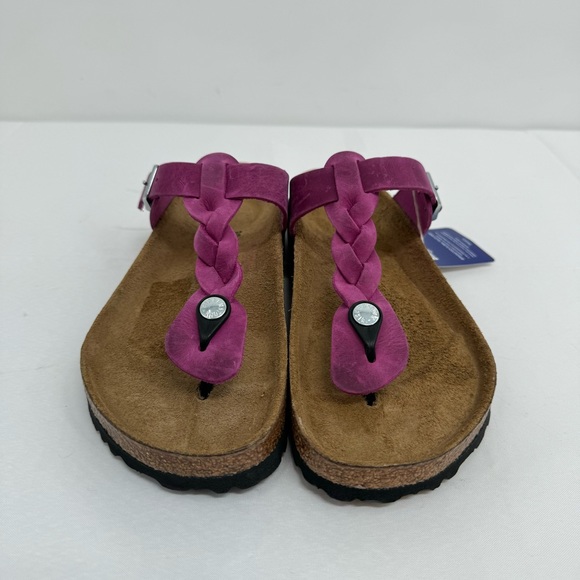 Birkenstock Braided Oiled Piink Leather Gizeh Sandals EU 39 Womens 8-8.5 Fuchsia - Picture 6 of 8